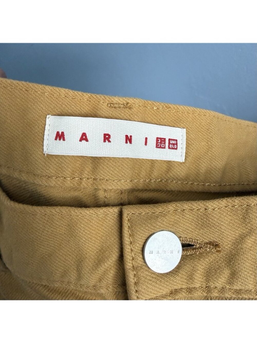 Marni X Uniqlo High-Rise Wide Leg Baggy Jeans Mustard Yellow Size 28 - Picture 6 of 9
